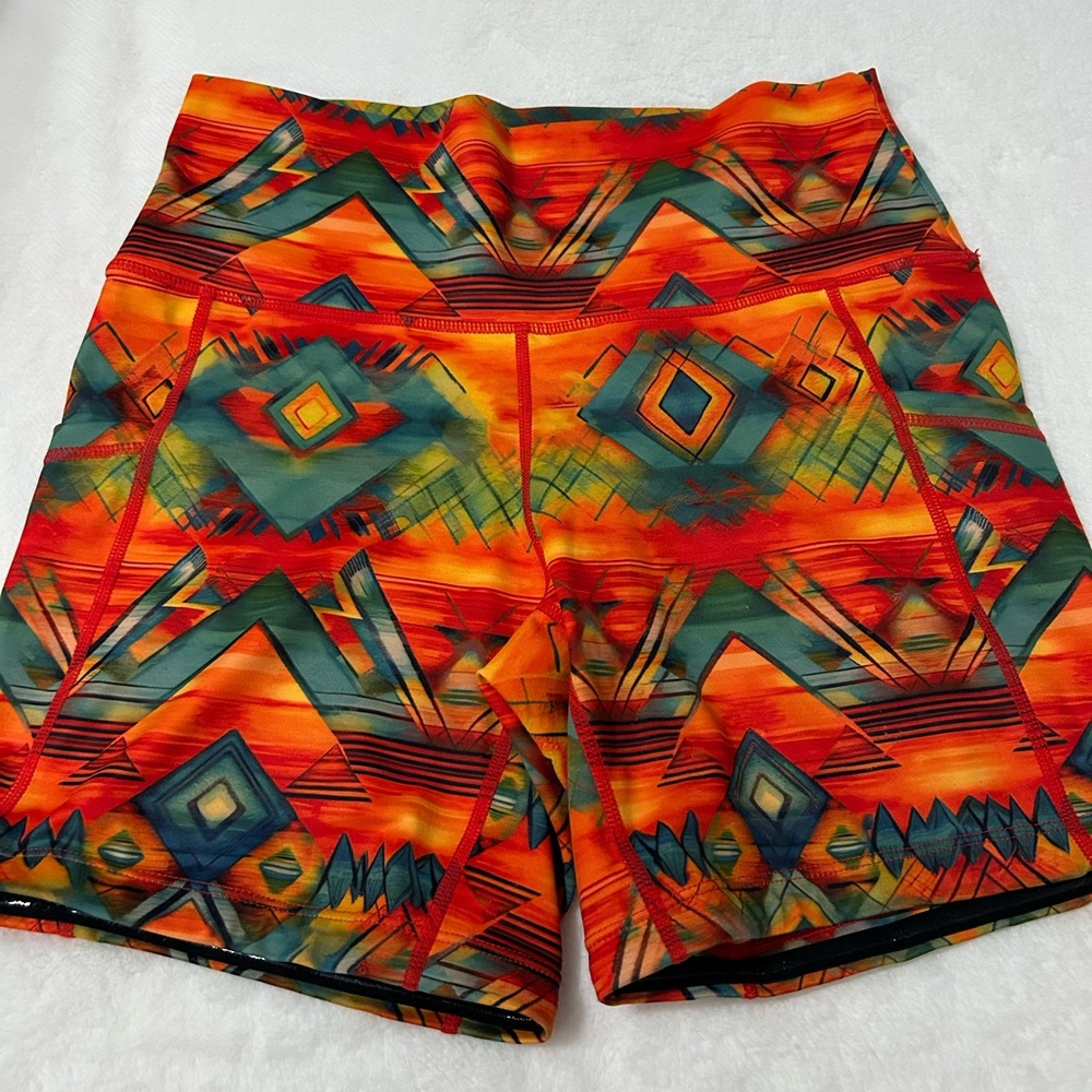 Constantly Varied Gear Multicolor Geometric athletic Shorts!  Colors are bright